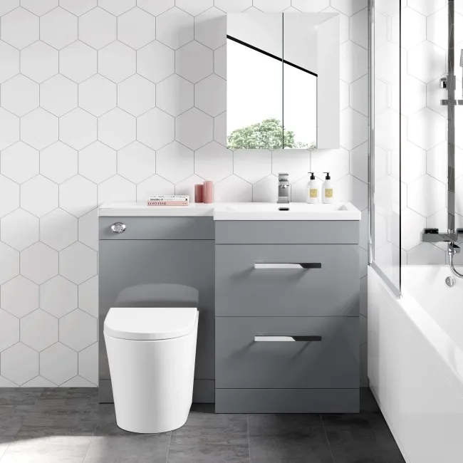 Avon Stone Grey Combination Basin Drawer and Boston Toilet 1100mm - Right Handed