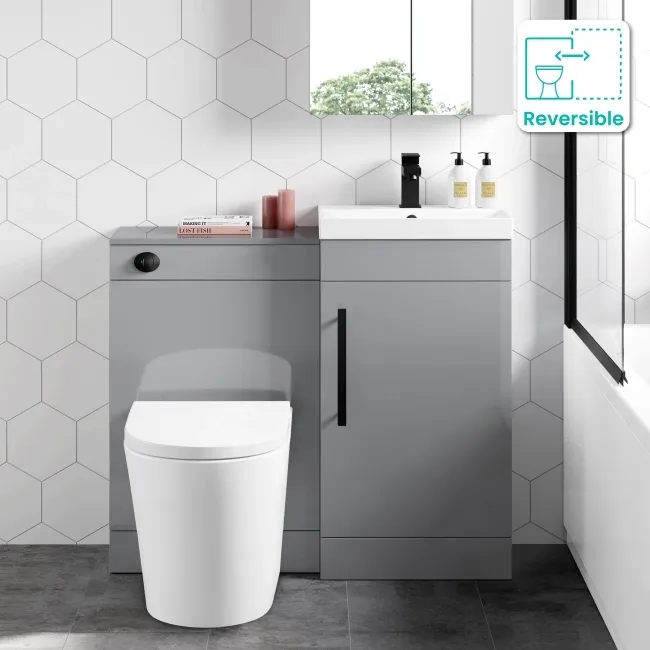 Avon Stone Grey Combination Vanity Basin and Boston Toilet 950mm - Black Accents