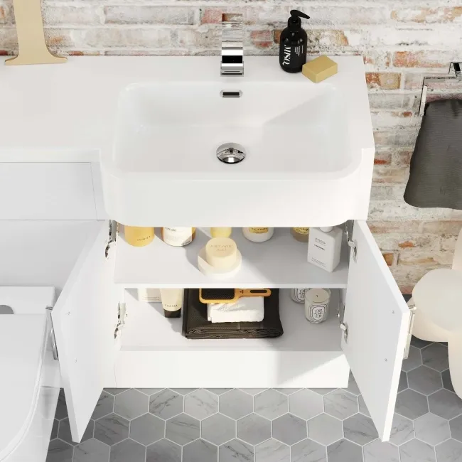 Harper Gloss White Combination Vanity Basin and Boston Toilet 1200mm - Right Handed