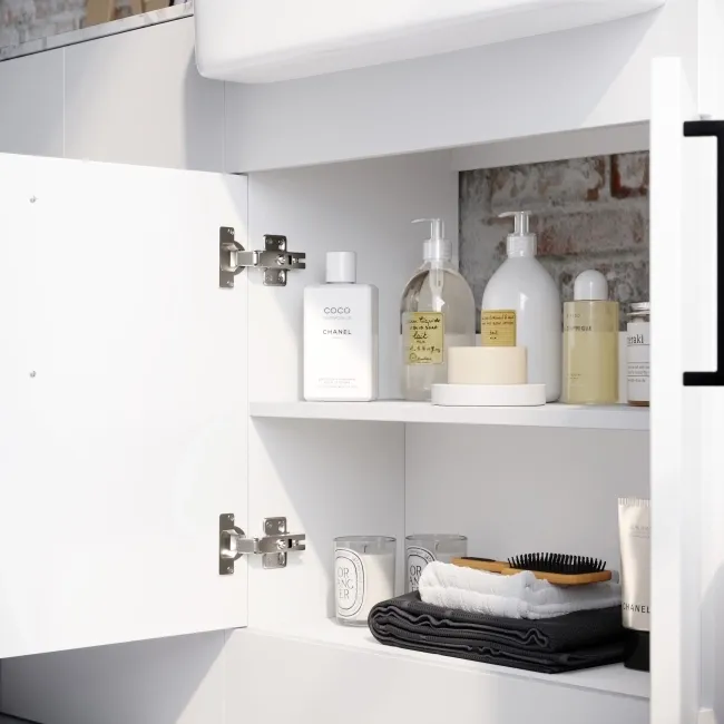 Harper Gloss White Combination Vanity Basin with Marble Top & Boston Toilet 1500mm - Black Accents