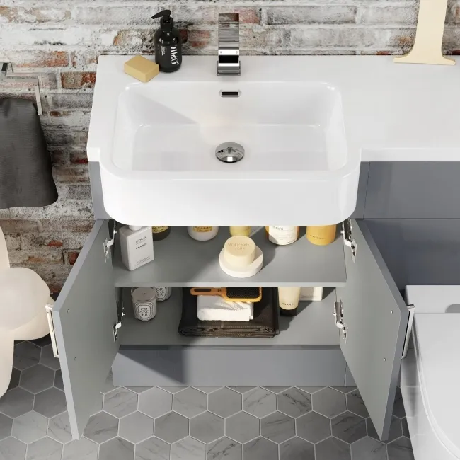 Harper Stone Grey Combination Vanity Basin and Boston Toilet 1200mm - Left Handed