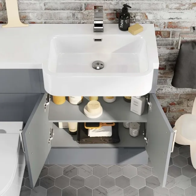 Harper Stone Grey Combination Vanity Basin and Boston Toilet 1200mm - Right Handed