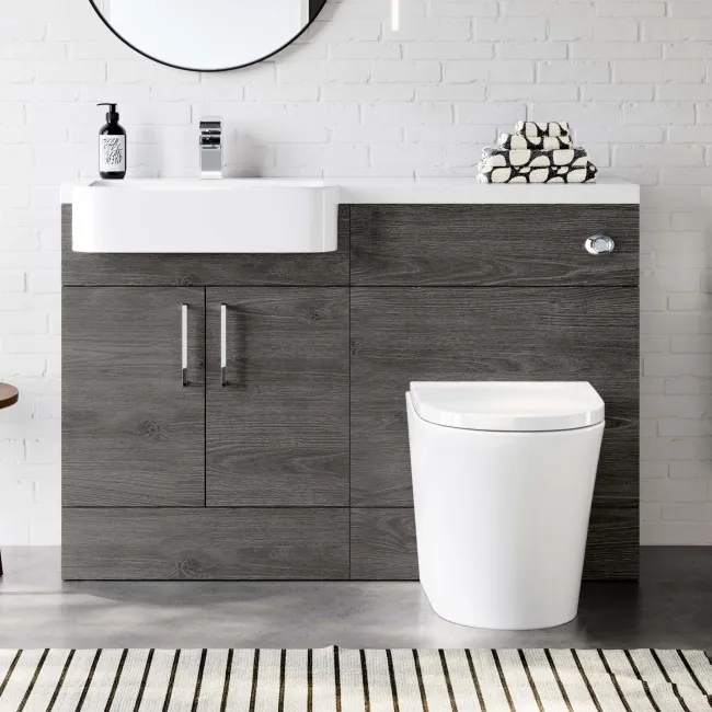 Harper Charcoal Elm Combination Vanity Basin and Boston Toilet 1200mm - Left Handed