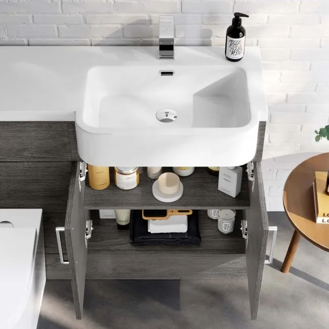 Harper Charcoal Elm Combination Vanity Basin and Boston Toilet 1200mm - Right Handed