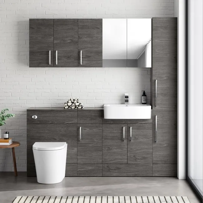 Harper Charcoal Elm Combination Vanity Basin and Boston Toilet 1500mm