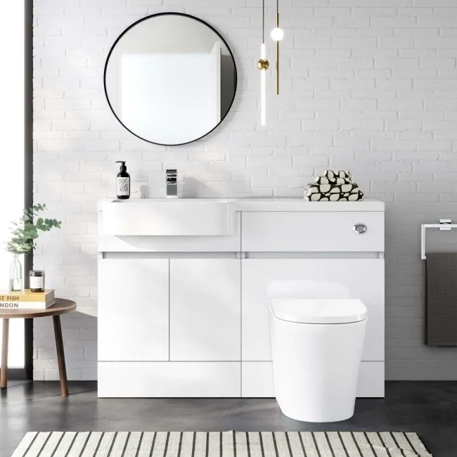 Foster Gloss White Combination Vanity Basin and Boston Toilet 1200mm - Left Handed