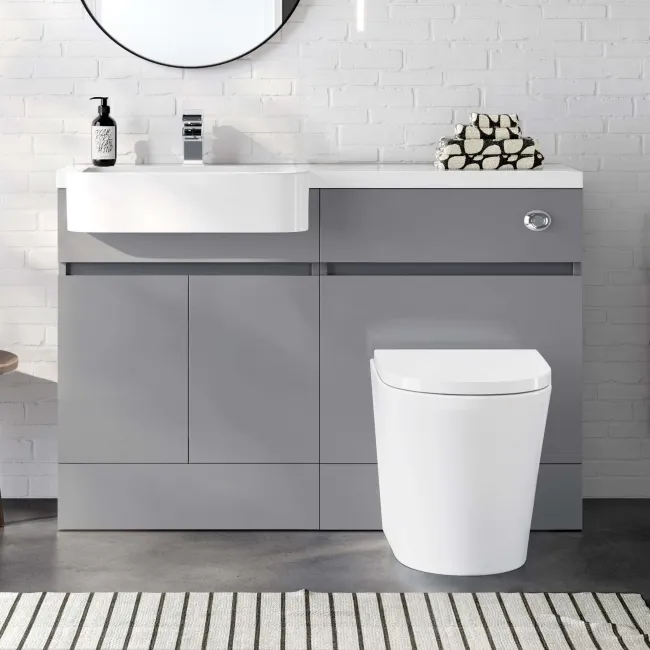 Foster Stone Grey Combination Vanity Basin and Boston Toilet 1200mm - Left Handed