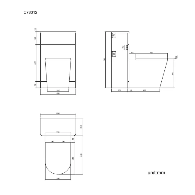 Bali Curved Tungsten Grey Slimline Back To Wall Unit and Boston Toilet