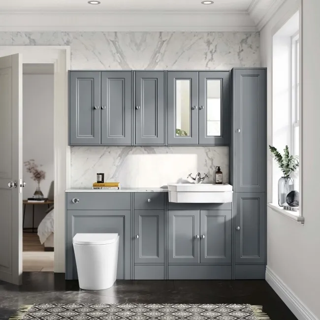 Monaco Dove Grey Combination Vanity Traditional Basin with Marble Top and Boston Toilet 1500mm