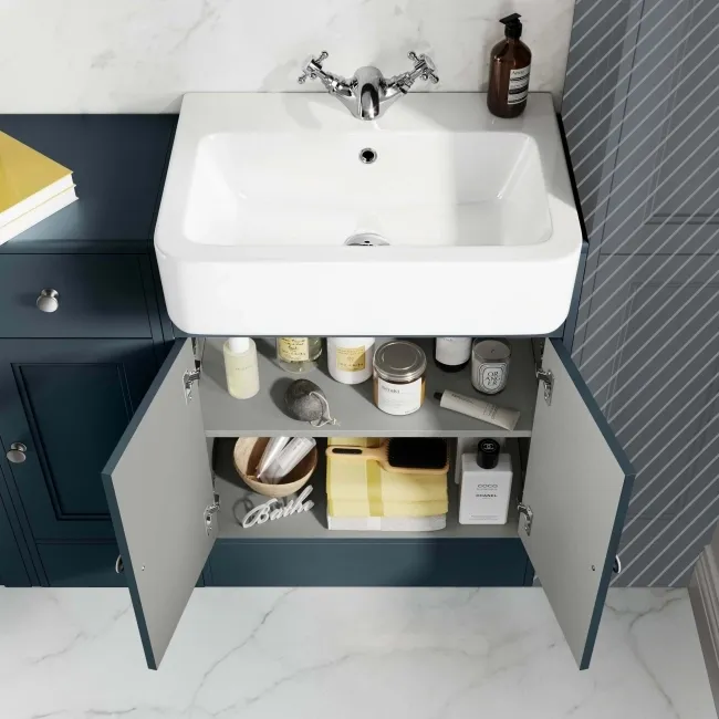 Monaco Inky Blue Combination Vanity Basin and Seattle Toilet 1500mm