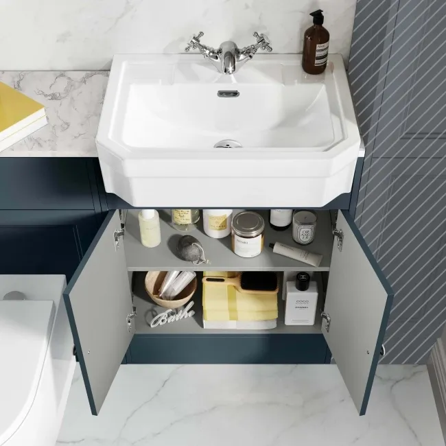 Monaco Inky Blue Combination Vanity Traditional Basin with Marble Top & Boston Toilet 1200mm