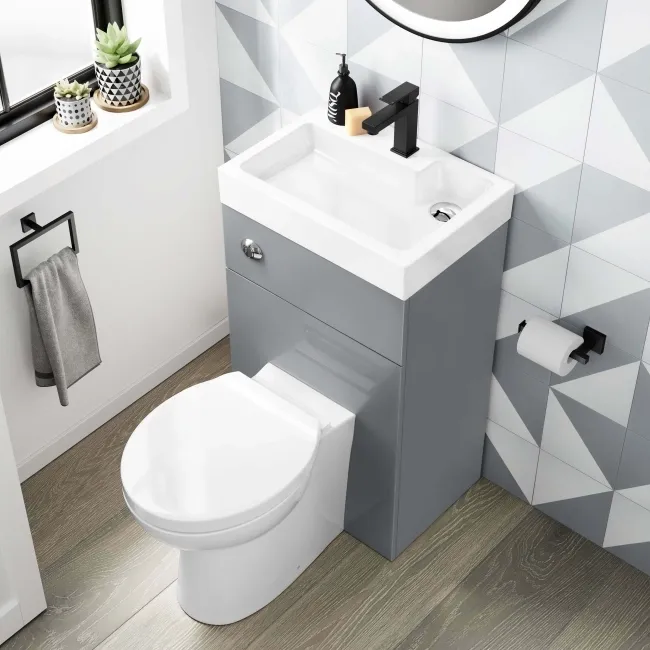 Ohio Stone Grey 2-In-1 Combined Wash Basin & Austin Toilet 500mm