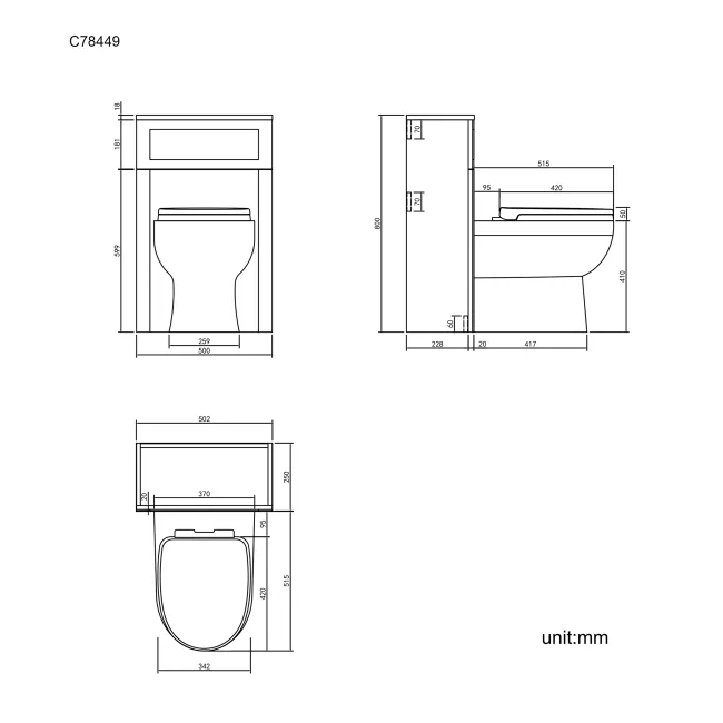 Bermuda Traditional Inky Blue Slimline Back To Wall Unit and Seattle Toilet