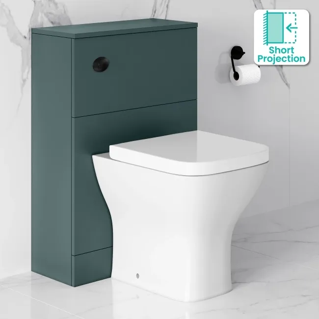 Midnight Green Slimline Back To Wall Unit and Atlanta Toilet - Black Accents