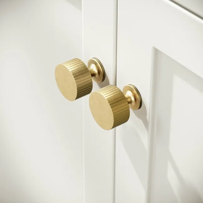 Bermuda Chalk White Double Basin Vanity 1200mm - Brushed Brass Accents