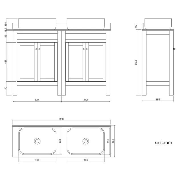 Bermuda Midnight Green Vanity with Marble Top & Curved Counter Top Basin 1200mm