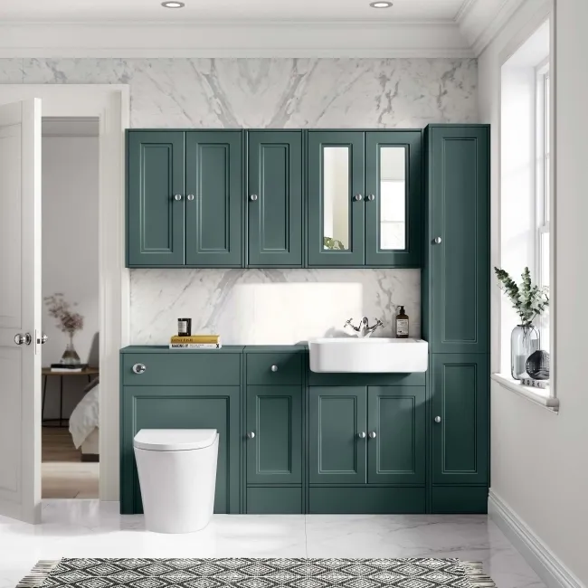 Monaco Midnight Green Combination Vanity Basin and Boston Toilet 1500mm