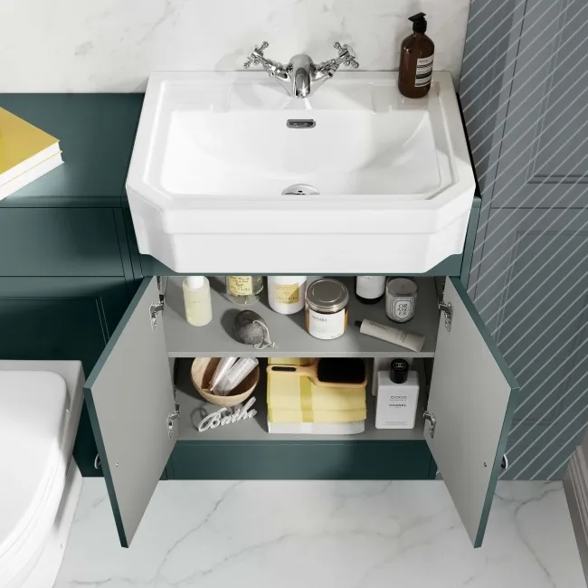 Monaco Midnight Green Combination Vanity Traditional Basin and Seattle Toilet 1200mm