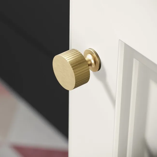 Lucia Chalk White Corner Basin Vanity 400mm - Brushed Brass Accents