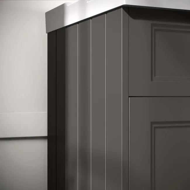 Lucia Graphite Grey Basin Vanity 630mm - Brushed Brass Accents