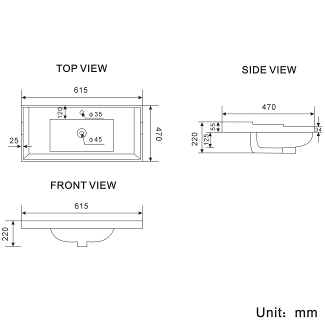 Lucia Graphite Grey Basin Vanity 630mm - Brushed Brass Accents