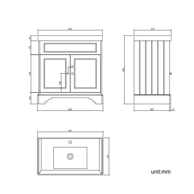 Lucia Midnight Green Basin Vanity 830mm