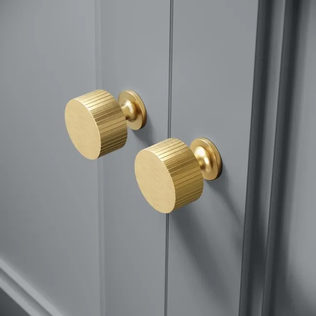 Monaco Dove Grey Combination Vanity Traditional Basin with Marble Top and Boston Toilet 1500mm - Brushed Brass Accents