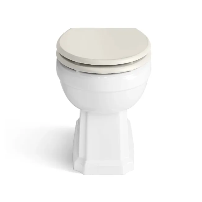 Monaco Chalk White Combination Vanity Basin and Hudson Toilet with Wooden Seat 1500mm - Brushed Brass Accents