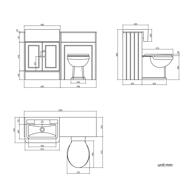 Monaco Inky Blue Combination Vanity Traditional Basin with Marble Top & Hudson Toilet with Wooden Seat 1200mm - Brushed Brass Accents