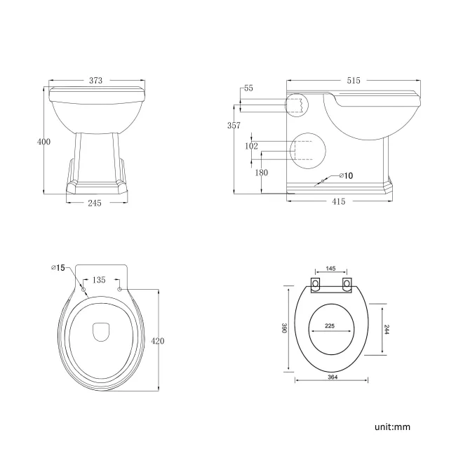Bermuda Midnight Green Combination Vanity Basin and Hudson Toilet with Wooden Seat 1100mm