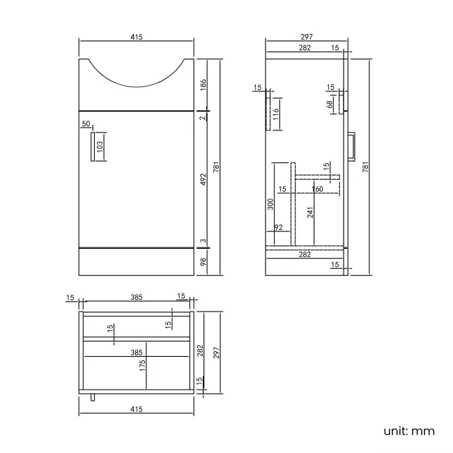Quartz Stone Grey Combination Vanity Basin and Denver Toilet 950mm - Black Accents