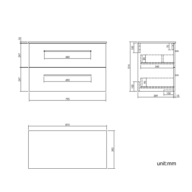 Elba Gloss White Wall Hung Drawer 800mm Excludes Counter Top Basin - Black Accents