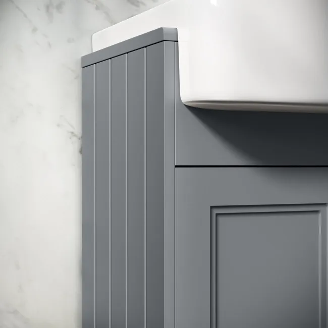 Monaco Dove Grey Combination Vanity Basin and Seattle Toilet 1200mm - Brass Knurled Handles