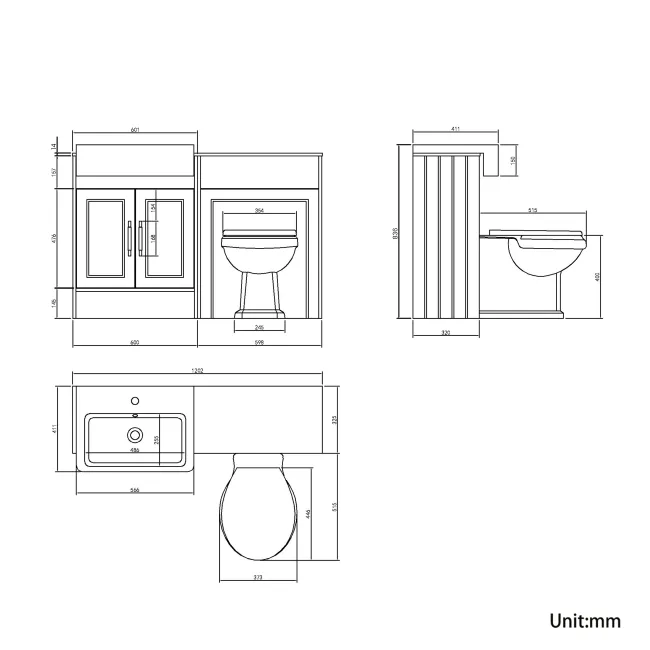 Monaco Dove Grey Combination Vanity Basin with Marble Top & Hudson Toilet with Wooden Seat 1200mm - Brass Knurled Handles