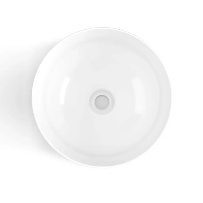 Lucia Chalk White Vanity with Marble Top & Round Counter Top Basin 640mm - Brass Knurled Handles