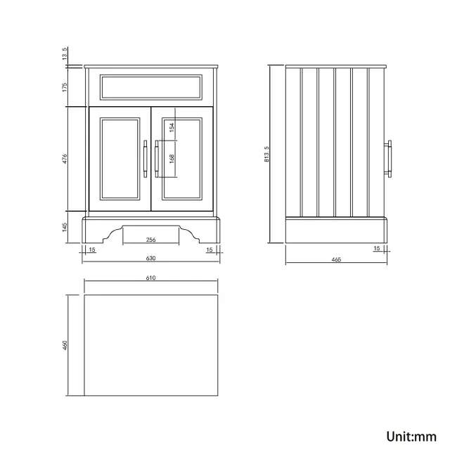 Lucia Inky Blue Vanity with Marble Top & Oval Counter Top Basin 640mm - Brass Knurled Handles