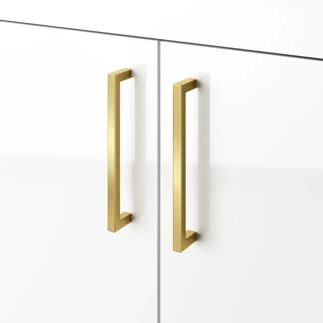 Harper Gloss White Combination Vanity Basin and Tucson Toilet 1500mm - Brushed Brass Accents