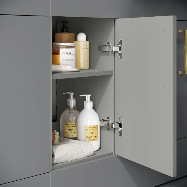 Harper Stone Grey Combination Vanity Basin with Marble Top & Boston Toilet 1500mm - Brushed Brass Accents