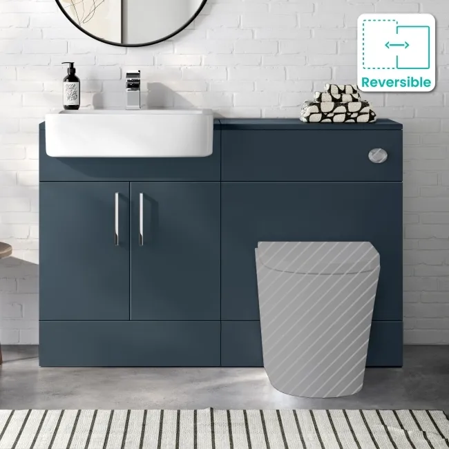 Harper Navy Blue Basin Vanity and Back To Wall Toilet Unit 1200mm - Excludes Toilet