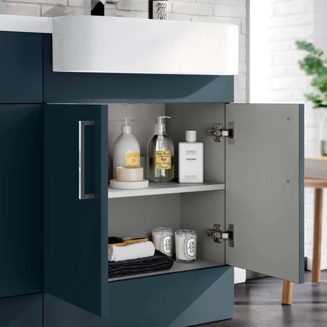 Harper Navy Blue Combination Vanity Basin and Boston Toilet 1200mm - Right Handed