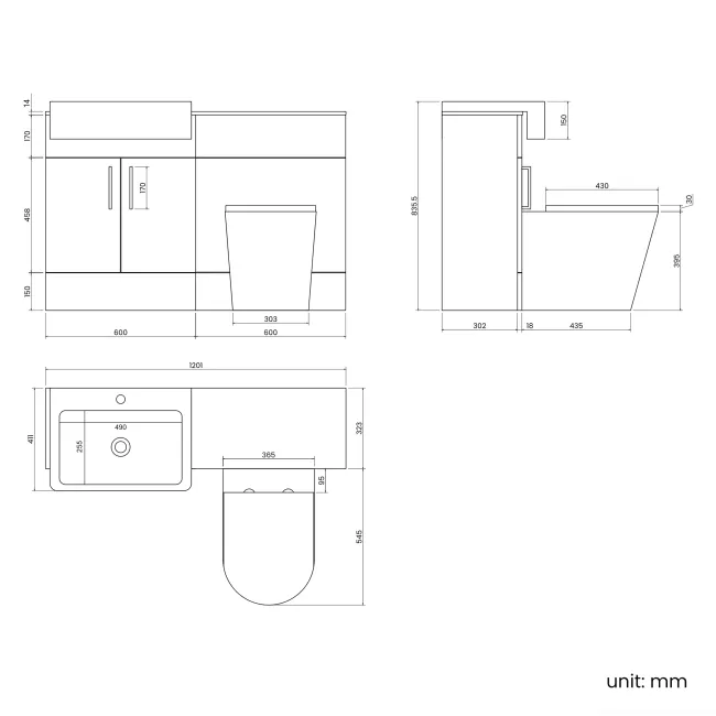 Harper Navy Blue Combination Vanity Basin with Marble Top & Boston Toilet 1200mm