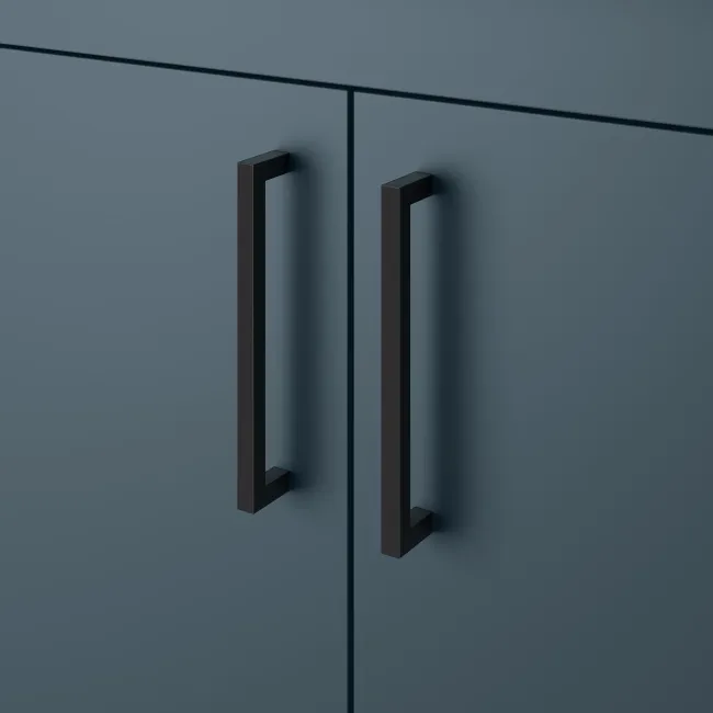 Harper Navy Blue Combination Vanity Basin and Boston Toilet 1200mm - Black Accents - Right Handed