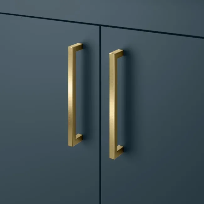 Harper Navy Blue Combination Vanity Basin with Marble Top & Houston Toilet 1200mm - Brushed Brass Accents