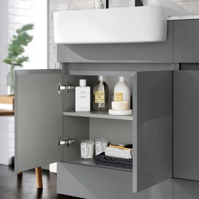 Foster Stone Grey Combination Vanity Basin with Marble Top & Tucson Toilet 1500mm