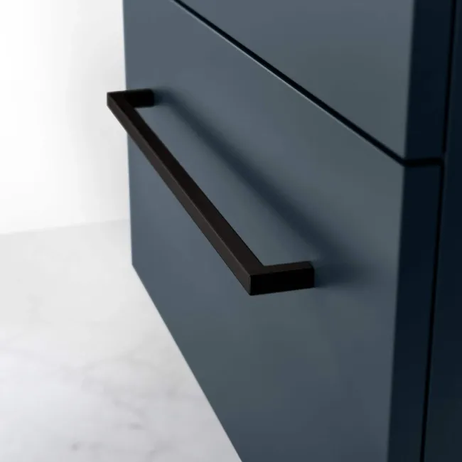 Elba Inky Blue Wall Hung Basin Drawer Vanity 500mm - Black Accents
