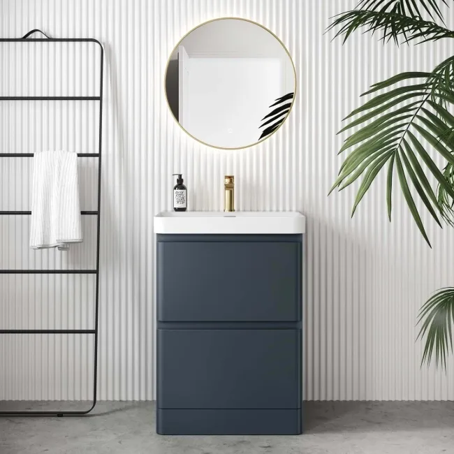 Corsica Inky Blue Basin Drawer Vanity 600mm