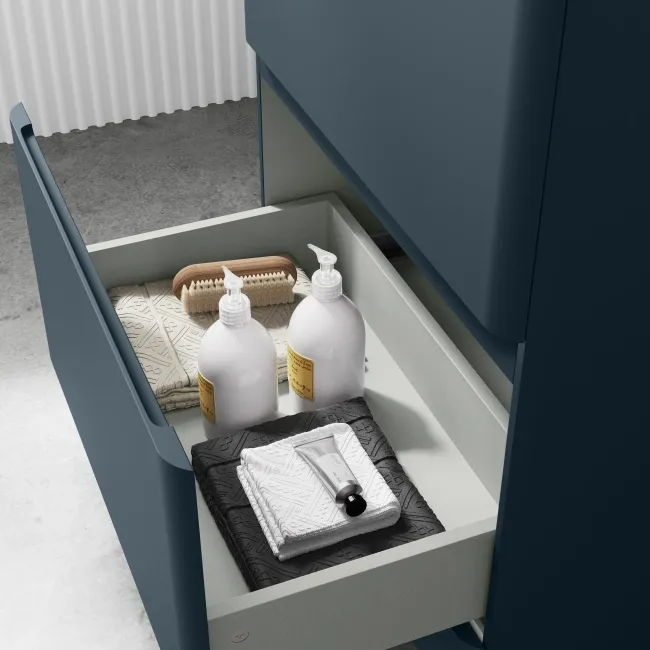 Corsica Inky Blue Basin Drawer Vanity 600mm