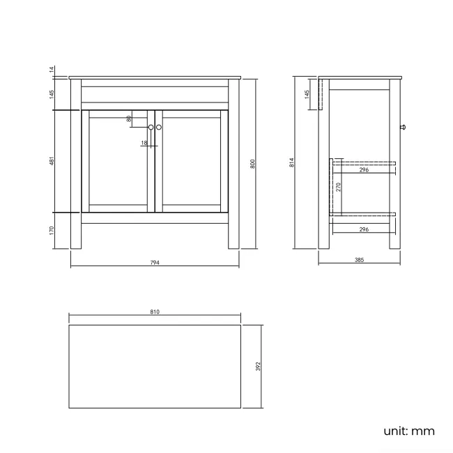 Bermuda Midnight Green Cabinet with Marble Top 800mm (Excludes Counter Top Basin) - Brushed Brass Accents