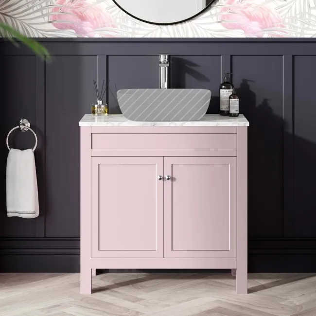 Bermuda Cashmere Pink Cabinet with Marble Top 800mm - Excludes Counter Top Basin