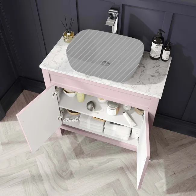 Bermuda Cashmere Pink Cabinet with Marble Top 800mm - Excludes Counter Top Basin